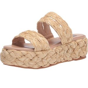 STEVE MADDEN Cannes Braided Raffia Platform Espadrille Sandal / Sz 7.5